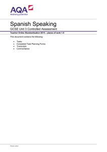 GCSE Spanish Teacher standardisation Speaking