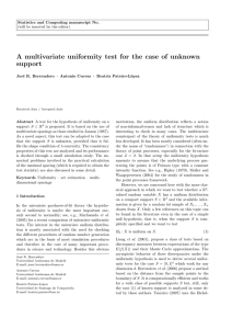 A multivariate uniformity test for the case of unknown support