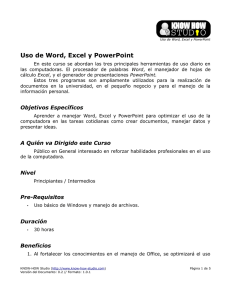 Temario - Uso de Word, Excel y PowerPoint - KNOW