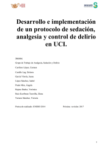 Protocolo “Sedación, analgesia y control del delirio en UCI”