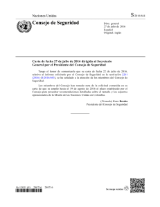 Carta al Secretario General - Misión de la ONU en Colombia