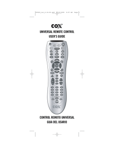 UNIVERSAL REMOTE CONTROL USER`S GUIDE CONTROL