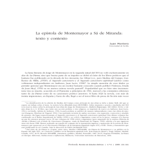 La epístola de Montemayor a Sá de Miranda: texto y contexto