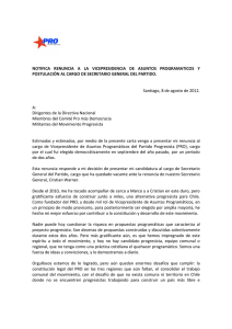 Carta renuncia CL - Partido Progresista de Chile