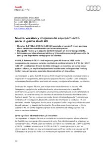 Nueva versión y mejoras de equipamiento para la gama Audi A6
