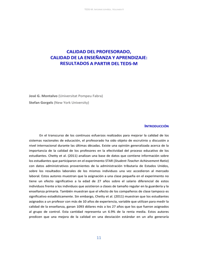 CALIDAD DEL PROFESORADO CALIDAD DE LA ENSE ANZA Y