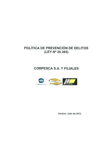 POLÍTICA DE PREVENCIÓN DE DELITOS (LEY N° 20.393)