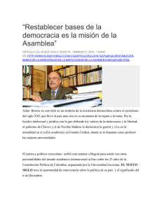 “Restablecer bases de la democracia es la misión de la Asamblea”