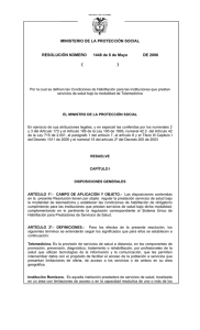 Resolución 1448 de 2006 - Centro de Telemedicina