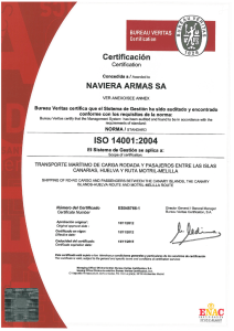 Certificacic`m - Naviera Armas