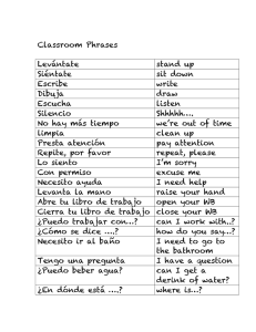Classroom Phrases Levántate stand up Siéntate sit down Escribe