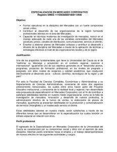 ESPECIALIZACION EN MERCADEO CORPORATIVO Registro