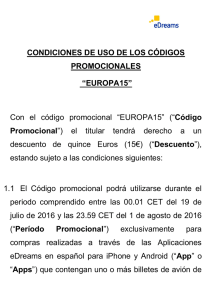 “EUROPA15” Con el código promocional