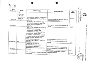 N° DE CCT EXPEDIENTE FOJAS PARTE SINDICAL PARTE