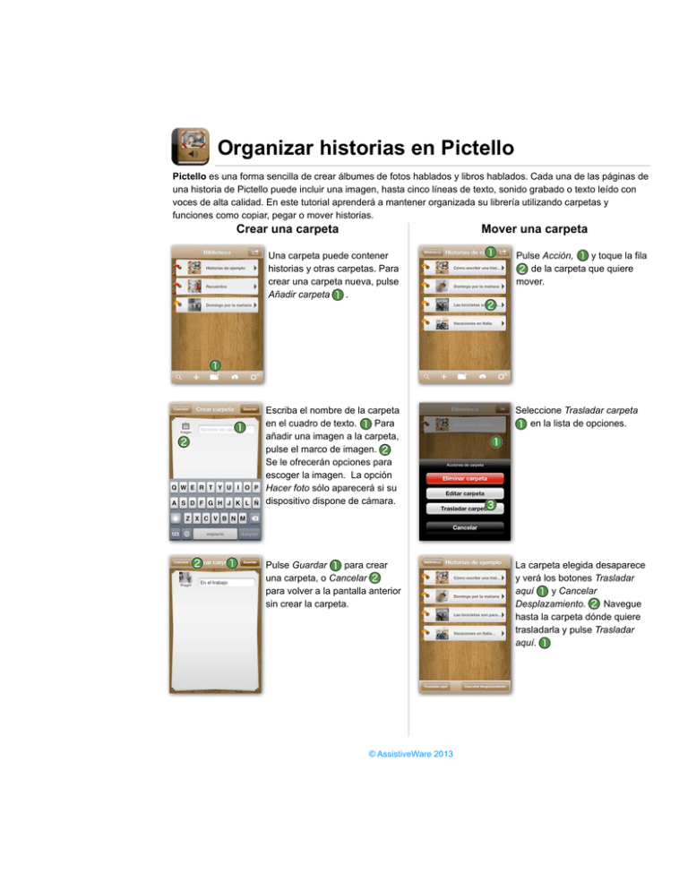 Organizar historias en Pictello