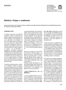 Bioética: Origen y tendencias - Universidad Nacional de Colombia