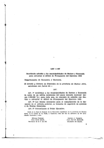 LEY 5 . 897 ¡`Acordando subsidio a las municipalidades de Berisso