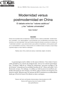 Modernidad versus postmodernidad en China