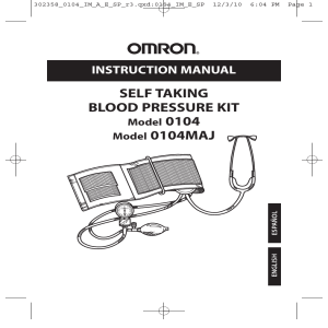 SELF TAKING BLOOD PRESSURE KIT Model 0104MAJ