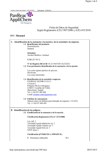 1091 Metanol Ficha de Datos de Seguridad Según Reglamento (CE