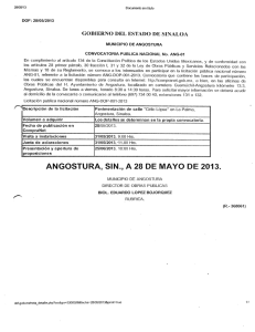 Licitaciones de Obras 2013 - H. Ayuntamiento de Angostura