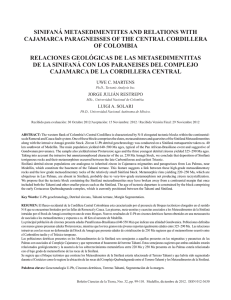 sinifaná metasedimentites and relations with cajamarca