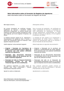 Registre de signatures - Cambra de Comerç de Sabadell