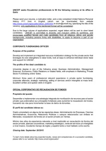 UNICEF seeks Ecuadorian professionals to fill the following vacancy