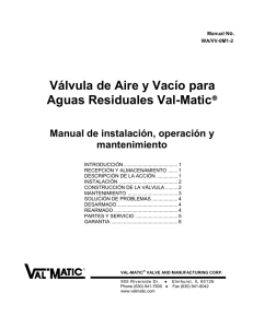 Válvula de Aire/Vacio para Aguas Residuales Val