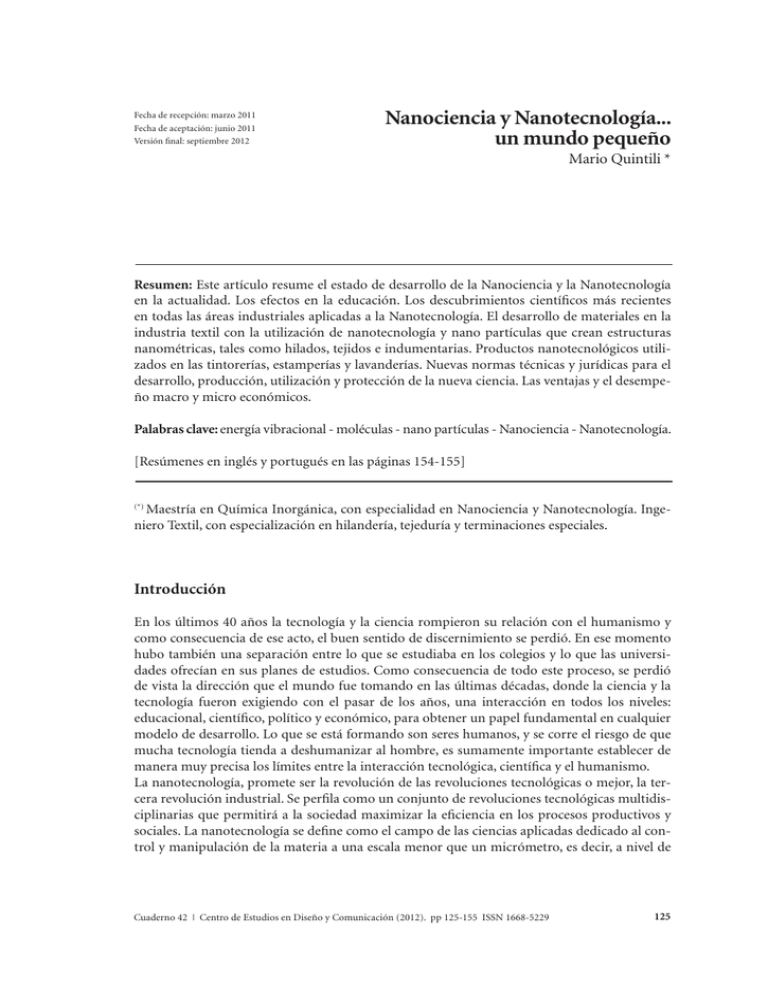 Nanociencia Y Nanotecnología... Un Mundo Pequeño