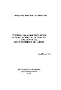 Terminología árabe del riego en el antiguo reino de granada