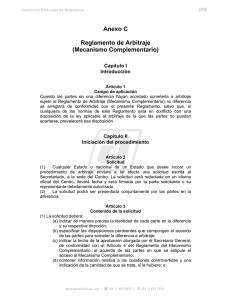 Anexo C Reglamento de Arbitraje (Mecanismo Complementario)