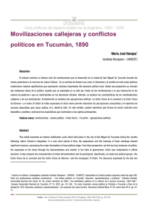 Movilizaciones callejeras y conflictos políticos en Tucumán, 1890