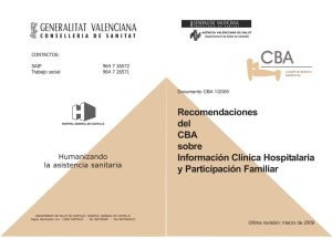 Recomendaciones del CBA sobre información clínica hospitalaria y
