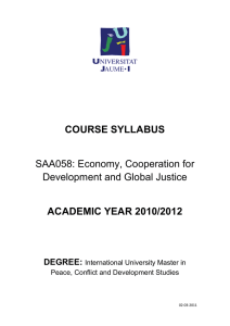 COURSE SYLLABUS SAA058: Economy, Cooperation for
