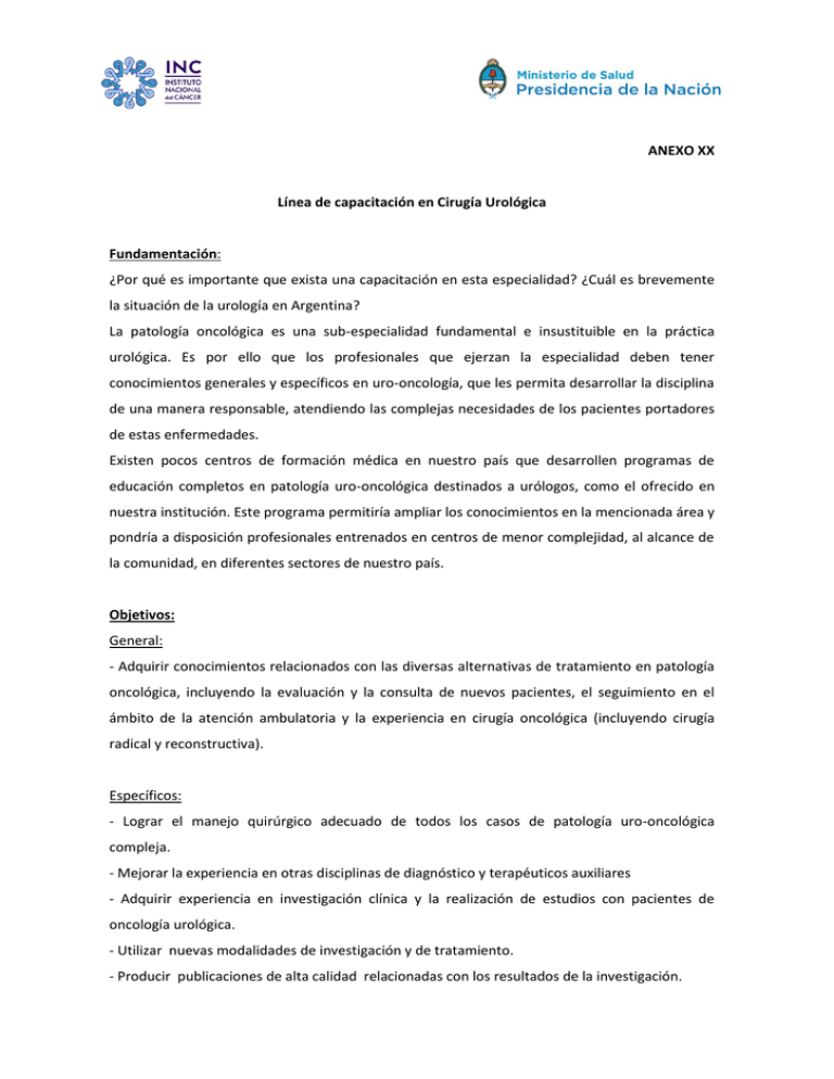 ANEXO XX L nea De Capacitaci n En Cirug a Urol gica