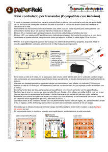 Relé controlado por transistor (Compatible con Arduino)