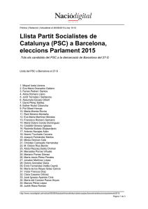 Llista Partit Socialistes de Catalunya (PSC) a Barcelona, eleccions