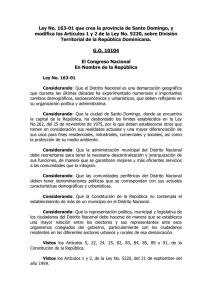 Ley No. 163-01- Creacion y limites del Municipio de Boca Chica.