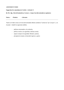 Suggestion for amendment of Article : Artículo 11 By Ms / Mr : Borrell