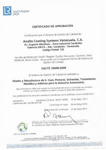 Page 1 R Lloyd`s Register LRQA CERTIFICADO DE APROBACIÓN