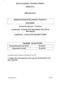 Sujet officiel complet du bac STG Espagnol LV2 2012