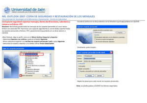Outlook 2007:Copia de seguridad y restauración de mensajes