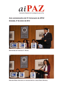 Acto conmemorativo del XV Aniversario de AIPAZ Granada, 27 de