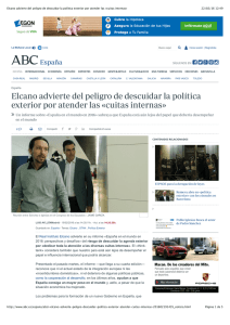 Elcano advierte del peligro de descuidar la política exterior por