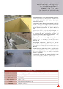 Revestimiento de depósito de hormigón para H2S en EDAR