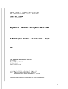 Significant Canadian Earthquakes 1600-2006