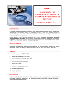 curso: “formacion de auditores internos de sistemas integrados de