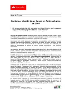 Santander elegido Mejor Banco en América Latina en 2006