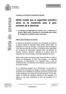 AESA resalta que la seguridad operativa aérea se ha mantenido